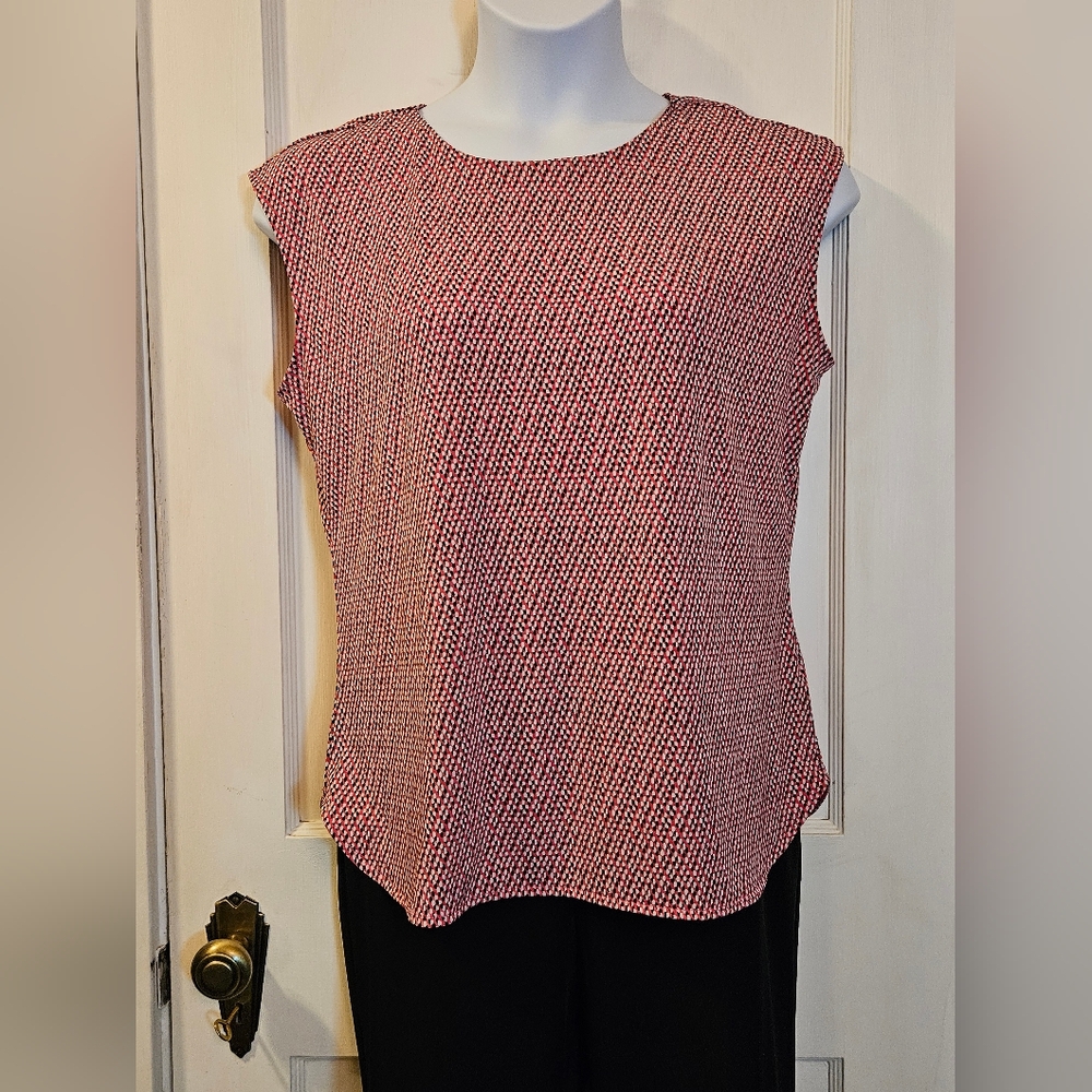 Liz Claiborne Pink, White & Black Sleeveless Women's Top - Size Large